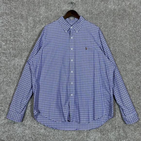 Ralph Lauren Blue and Purple Gingham Button Up Dress Shirt Size XXL - Picture 1 of 7